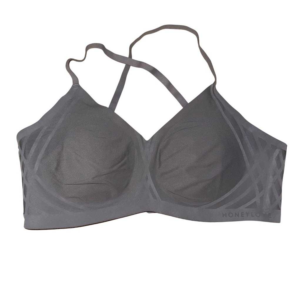 HONEYLOVE Sculpting Compression Bra Tank Top Grey‎ M Seamless Built-in Support